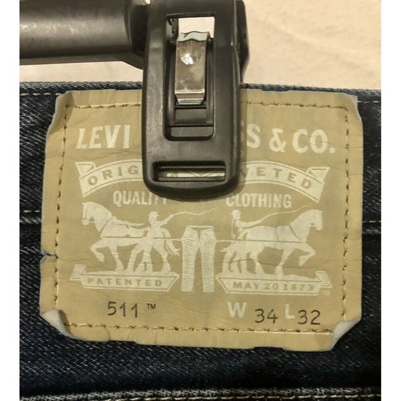 Levis 511 Mens Jeans Size 34x32 Dark Wash Straight Leg Denim Pants VGC! - Picture 11 of 12